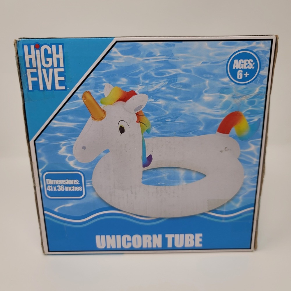 High Five Unicorn Tube Pool Float, 41x36 Inches Kids Inflatable‎ Ride On New